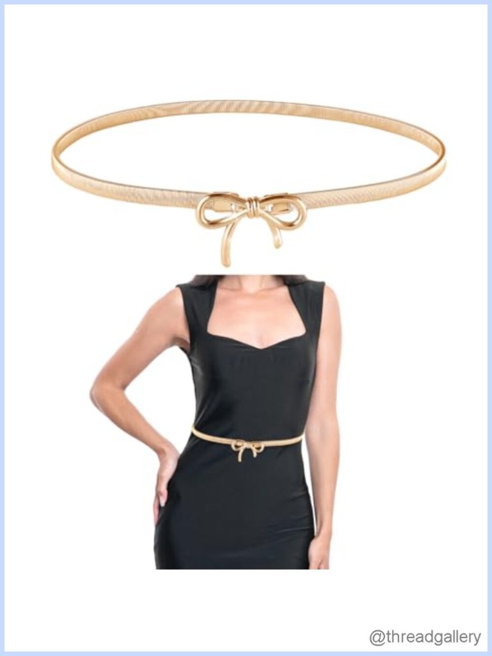 Metal Elastic Skinny Waist Belt Adjustable Stretchy Bow-Knot Waistband